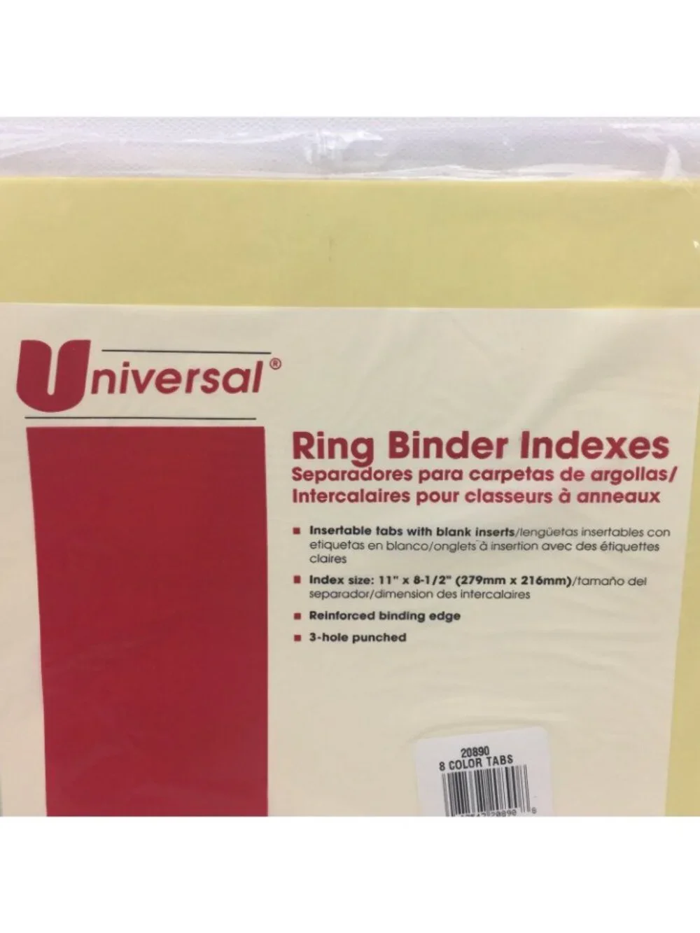 Universal Ring Binder Indexes 8 Colored Tabs Paper Organizers Inserts 8.5